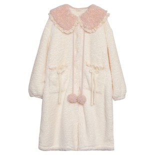 Bananagirl珊瑚绒睡衣女冬季保暖家居服睡袍甜美公主风可外穿女套