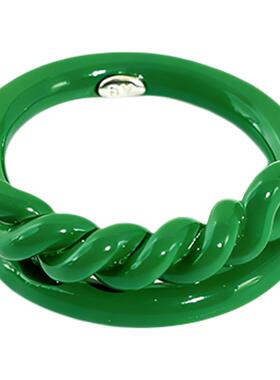 葆蝶bv欧美风旋钮绿色时尚戒指