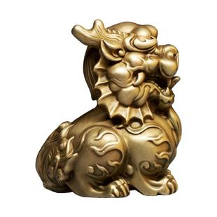 全铜麒麟把玩件桌面茶宠文房镇宅镇纸小摆件创意招财好运手把件礼