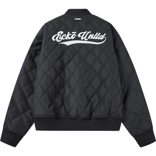 ecko红犀牛  菱形格夹棉棒球领棉衣男女2025冬季新款保暖棉服外套