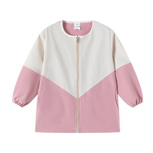 防水罩衣儿童拉链正穿洋气书法画画羽绒服小学生美术课女宝宝包衣