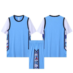篮球服套装定制男女款球衣班服短袖假两件韩版大中小学生运动比赛