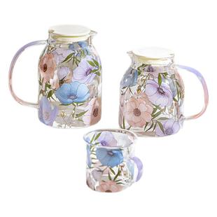 西比尔莲花玻璃水壶玻璃杯家用耐高温泡茶壶水具套装大容量冷水壶