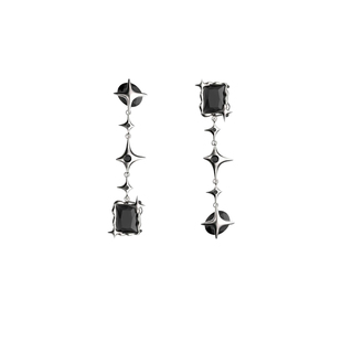 原创黑色芒星长款耳环2025年新款简约时尚酷耳饰高级感十字架耳钉