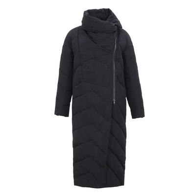 俄罗斯风格不规则立领长款羽绒服