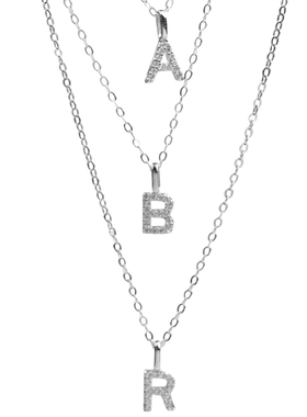 情绪波动925银字母吊坠锁骨链