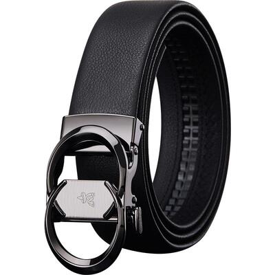 稻草人真皮商务风高档正装自动扣