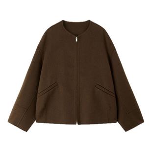 桐乡合盈 雪域绒间贵气100%山羊绒双面呢短大衣小个子外套气质女