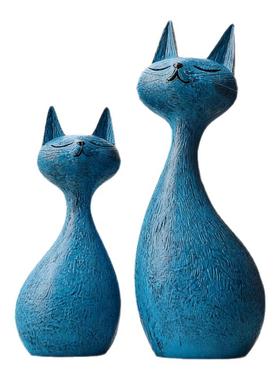 【复古蓝调】猫咪摆件客厅装饰品