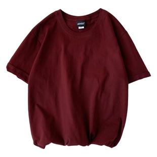 重磅纯色不透ins纯棉圆领短袖T恤厚实纯白打底衫t男女款体恤上衣