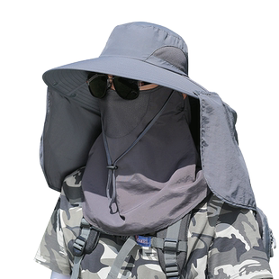 大头围防晒帽男士夏季遮阳帽男款户外钓鱼太阳帽防紫外线防晒面罩