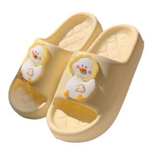 夏季室内外穿趣味卡通可爱小黄鸭一字凉拖鞋软厚底休闲拖鞋百搭
