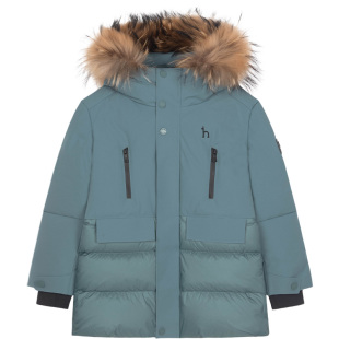 hazzys哈吉斯童装男童中长鹅绒羽绒服冬新三防高充绒加厚外套