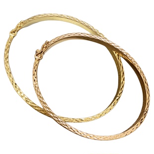 露珠拉丝18K金手镯玫瑰彩金黄金Au750手环珠宝缎带质感手饰叠戴女