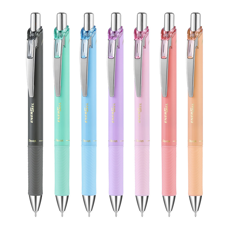 官方旗舰店日本Pentel派通ENERGEL晴间系列彩色速干中性笔0.5mm黑色BLN75KH按动式学生用黑笔做手账限定套装
