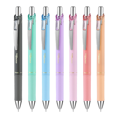 官方旗舰店 日本Pentel派通ENERGEL晴间系列彩色速干中性笔0.5mm黑色BLN75KH按动式学生用黑笔做手账限定套装
