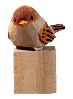 手工木雕小鸟可爱迷你麻雀摆件山雀车载工位木质摆件桌面生日礼物