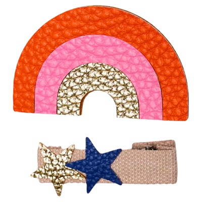 buma真皮手工发夹彩虹星星侧边夹