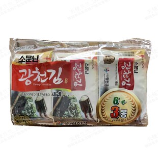 韩国进口广川传统烤海苔9连包(5g*9袋)6+3儿童即食香脆烤紫菜068