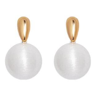 G/S 日韩小众拉丝哑光小银球吊坠耳环女高级感简约金银撞色耳饰