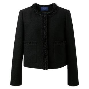 【绵羊毛】三彩2025冬季新款香风呢大衣短款单面呢外套M