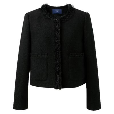 三彩2025冬季香风呢大衣短款外套