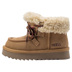 儿童雪地靴真皮羊羔毛2025冬季新款女童短靴加绒加厚保暖男童棉鞋