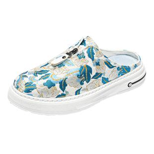 包头拖鞋男夏季外穿防滑一脚蹬布鞋男士无后跟户外运动休闲半拖鞋