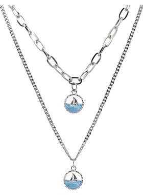 轻奢简约双层链条帆船锁骨链女