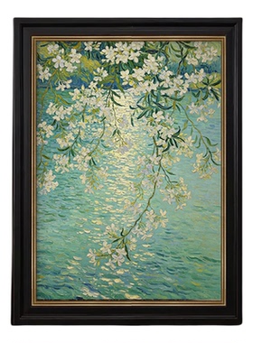 莫奈茉莉纯手绘油画法式复古装饰画客厅绿色玄关挂画艺术沙发墙画