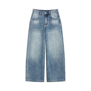 pusumede 感觉至上 水洗低腰阔腿牛仔裤女宽松显瘦直筒休闲拖地裤