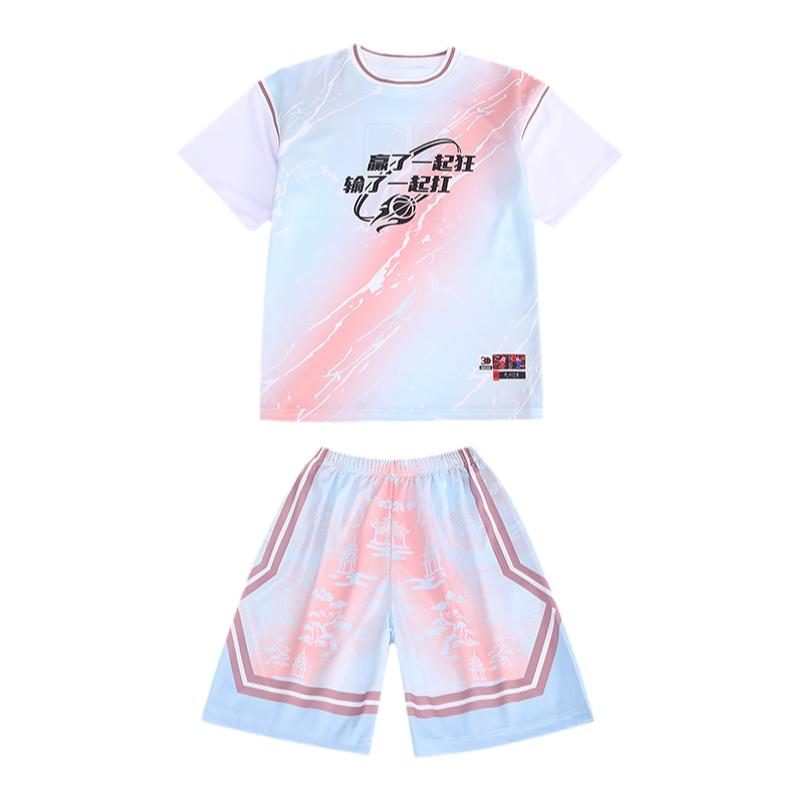 篮球服女童比赛队服训练男童足球服运动短袖透气儿童姐弟定制套装