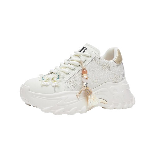 HR赫莲娜老爹鞋2026春季新款女鞋子厚底新中式刺绣串珠挂件运动鞋