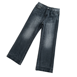 POPLAR CLASSIC水洗做旧猫须A字阔腿复古显高clean直筒牛仔长裤男