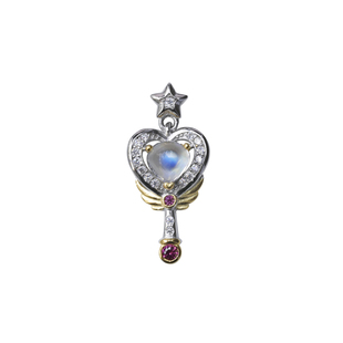 缪媞珠宝天然月光石项链星光魔法棒纯银吊坠轻奢小众可爱锁骨链