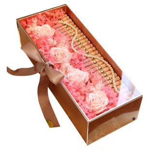 红包肥牛卷花盒有钱花现金礼盒大号透明亚克力礼品盒情人节礼物盒