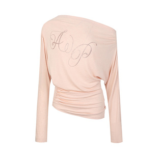 ARTE PURA2026春季新款烫钻斜肩针织上衣针织伞裙女时尚套装粉色