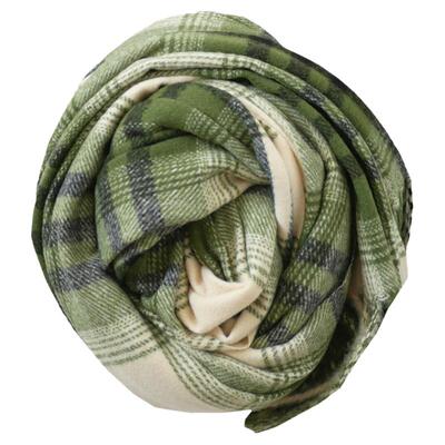 显白绿色格子，保暖围巾披肩