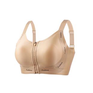 婷美提拉塑形运动文胸前拉链收副乳防震防垂显胸小强包裹健身内衣