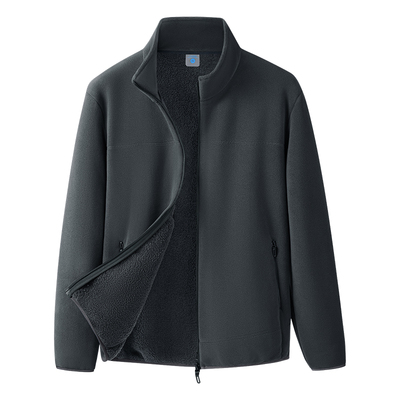 猫人摇粒绒立领外套男装秋冬新款羊羔绒加绒加厚保暖抓绒夹克上衣