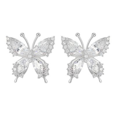 旭平闪耀蝴蝶满锆甜美仙气蝴蝶耳钉女时尚精致高级感气质简约耳饰