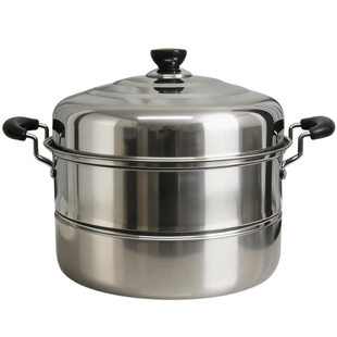 不锈钢蒸锅双层双篦子锅家用蒸包子锅电磁炉燃气灶通用汤锅蒸菜锅