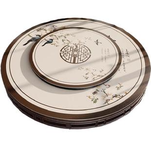 新中式圆桌桌布轻奢皮革桌垫双层带转盘免打理圆形桌布桌面保护垫