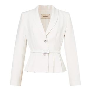 【盈动绽放】珂莱蒂尔2025春季新款黑色醋酸修身单排扣西装外套女