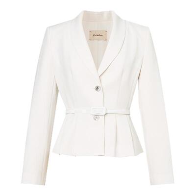 【盈动绽放】珂莱蒂尔2025春季新款黑色修身单排扣西装外套女