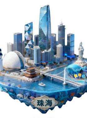 珠海城市金属浮雕磁吸冰箱贴装饰