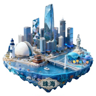 2025新款冰箱贴珠海城市卡片金属浮雕文化创意礼品磁吸冰箱贴定制