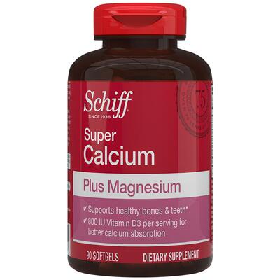 Schiff美国进口加镁液体钙成人中老年补钙维生素D软胶囊90粒/瓶