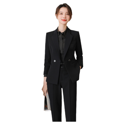 黑色干练职业西装套装女高级感