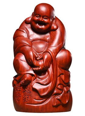红花梨木雕弥勒佛摆件实木